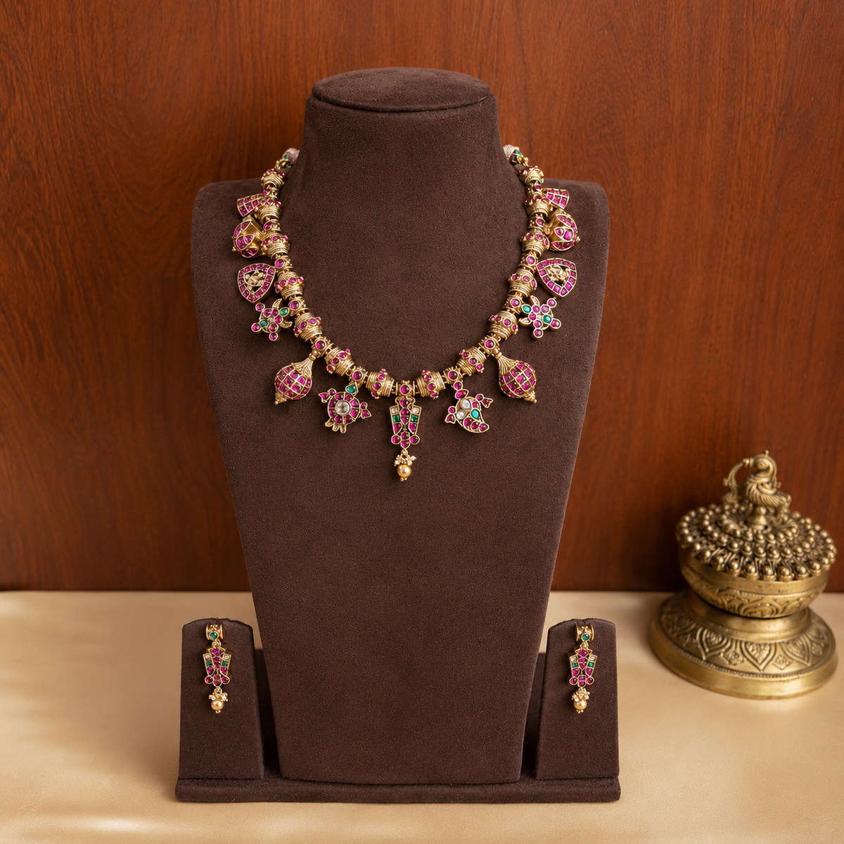 Vaikunta Vaibhavam – Original Jadau Kundan Necklace & Earring Set.