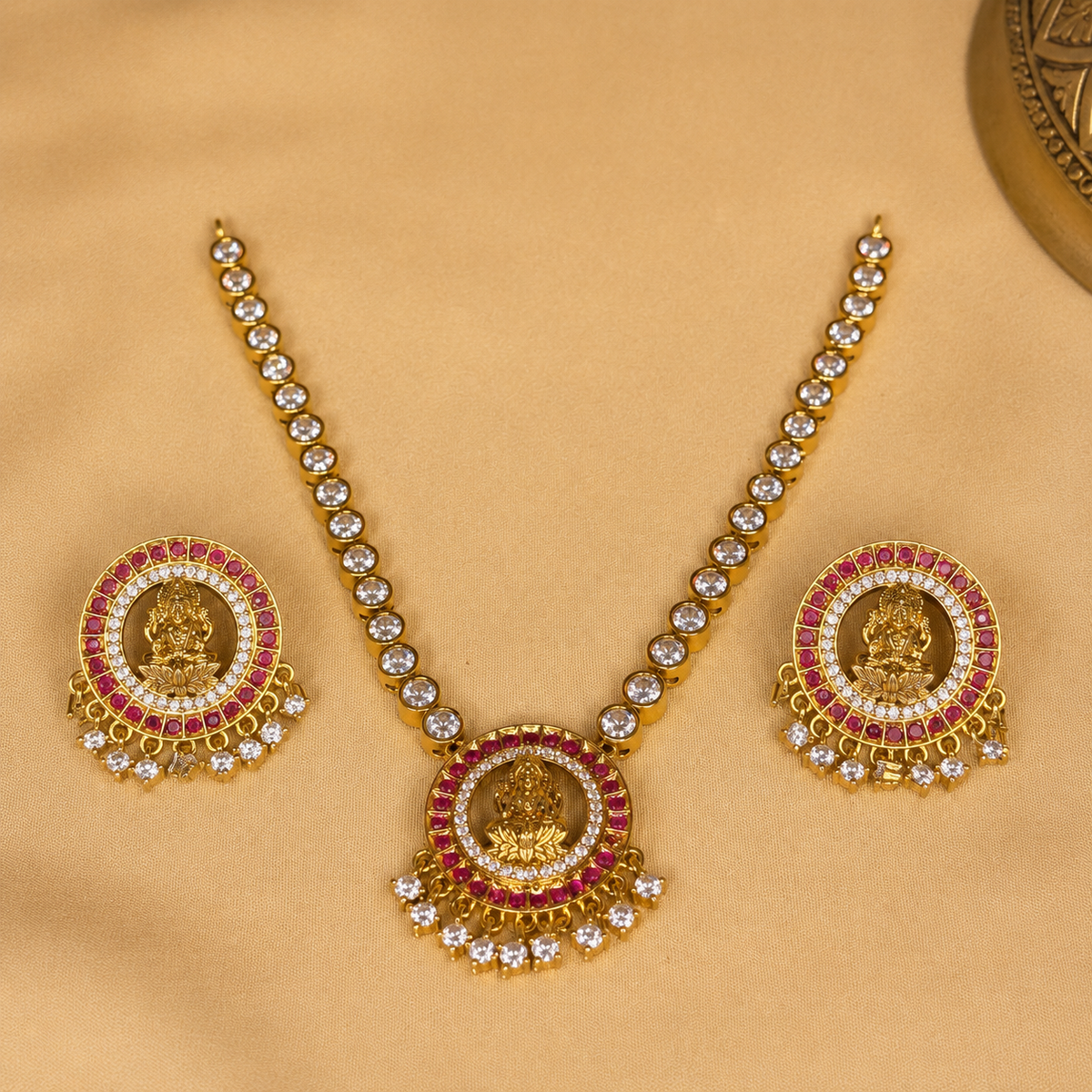 Shrimayi - Zircon Lakshmi Necklace Set.