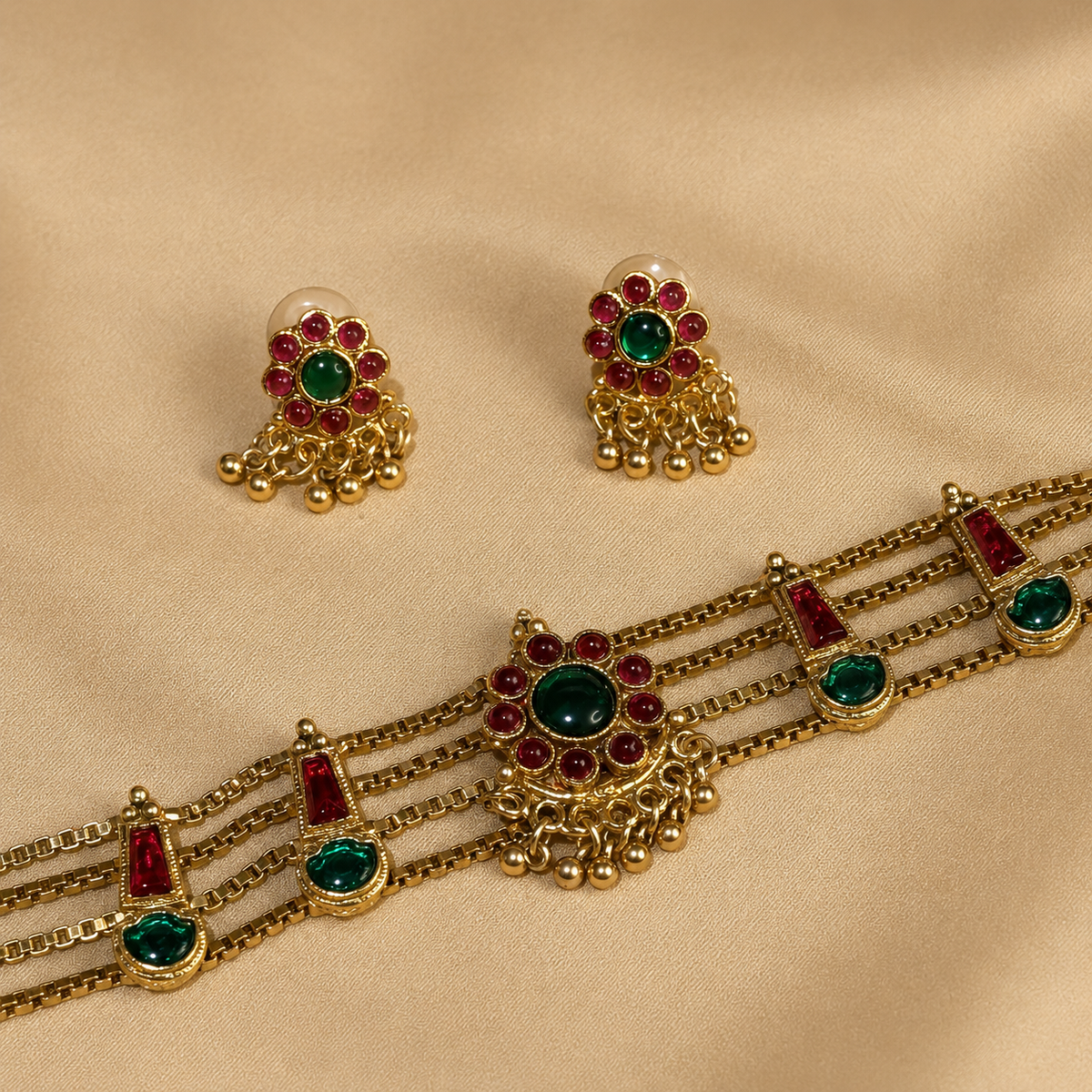 Rathna Kanti - Temple Kemp Choker Set.