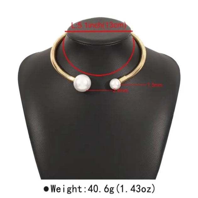 Gold Pearl Ball Necklet