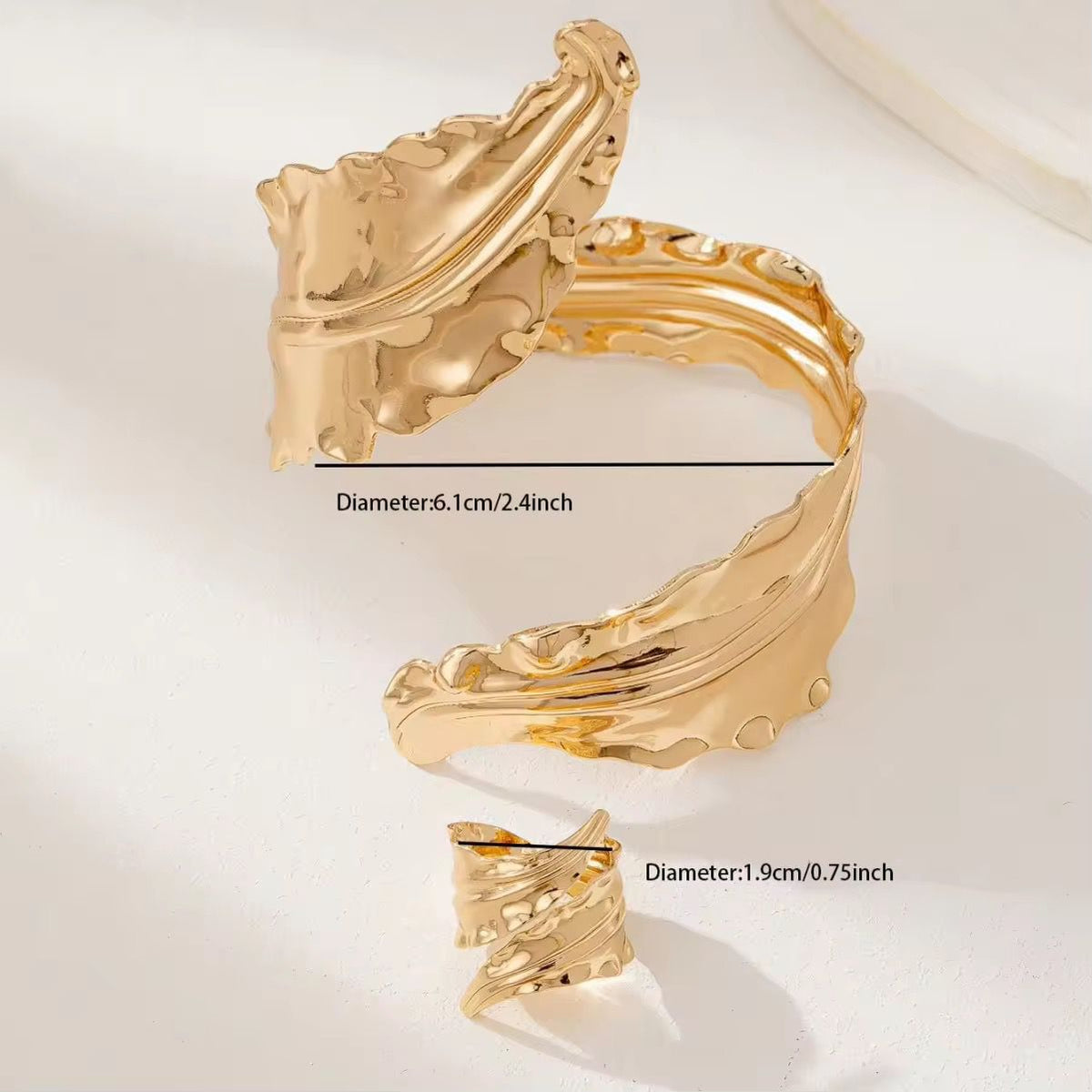 Auric Leaf Bracelet and Ring Set