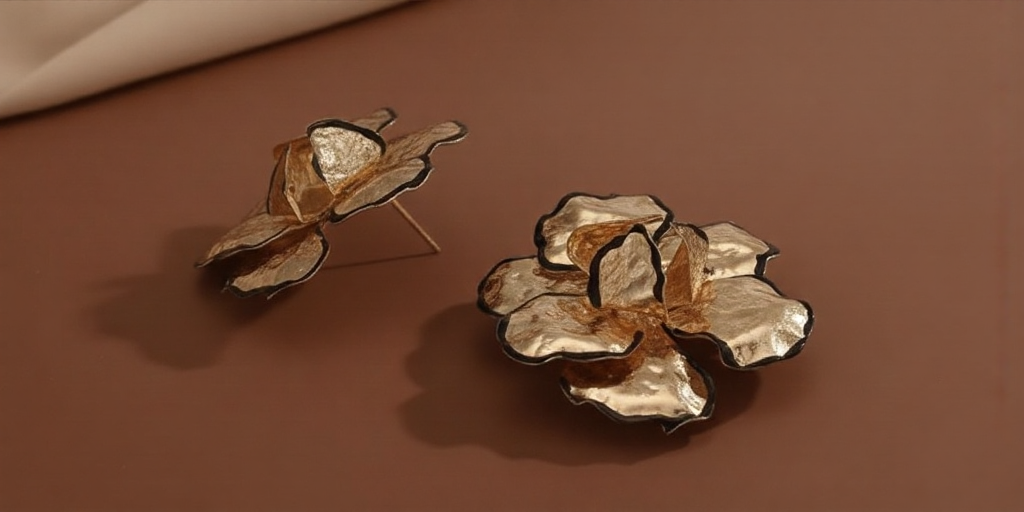 Grande Fleur Noiré Studs