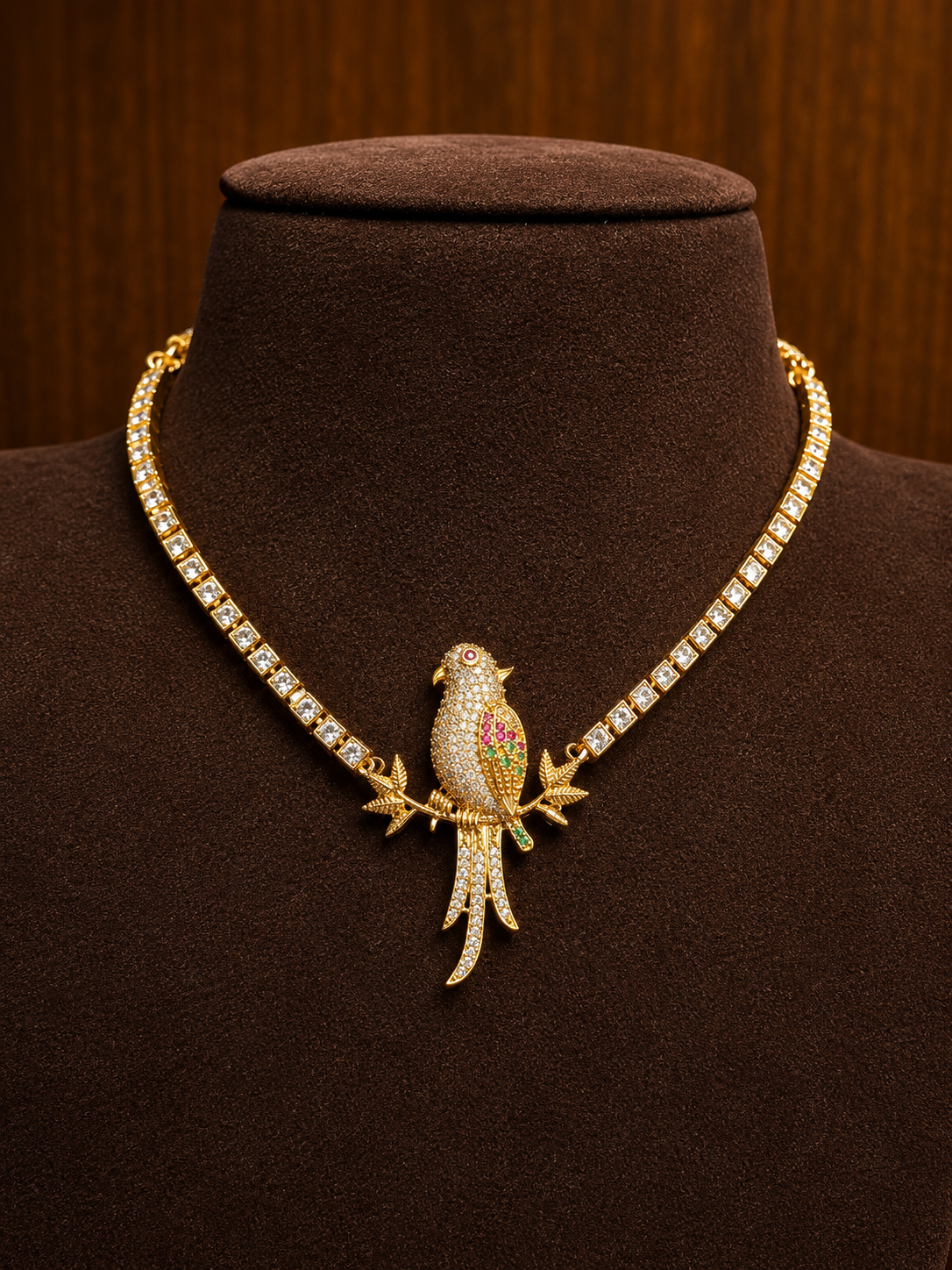 Panchavarna Kili - Multicolour Parrot Zircon Necklace Set