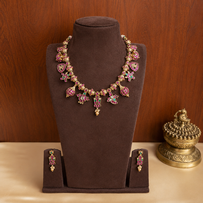 Vaikunta Vaibhavam – Original Jadau Kundan Necklace & Earring Set.