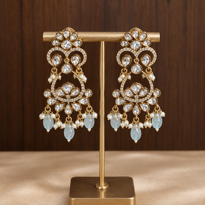 Varnika – Original Moissanite Polki Chandelier Earrings