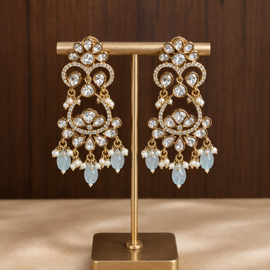 Varnika – Original Moissanite Polki Chandelier Earrings
