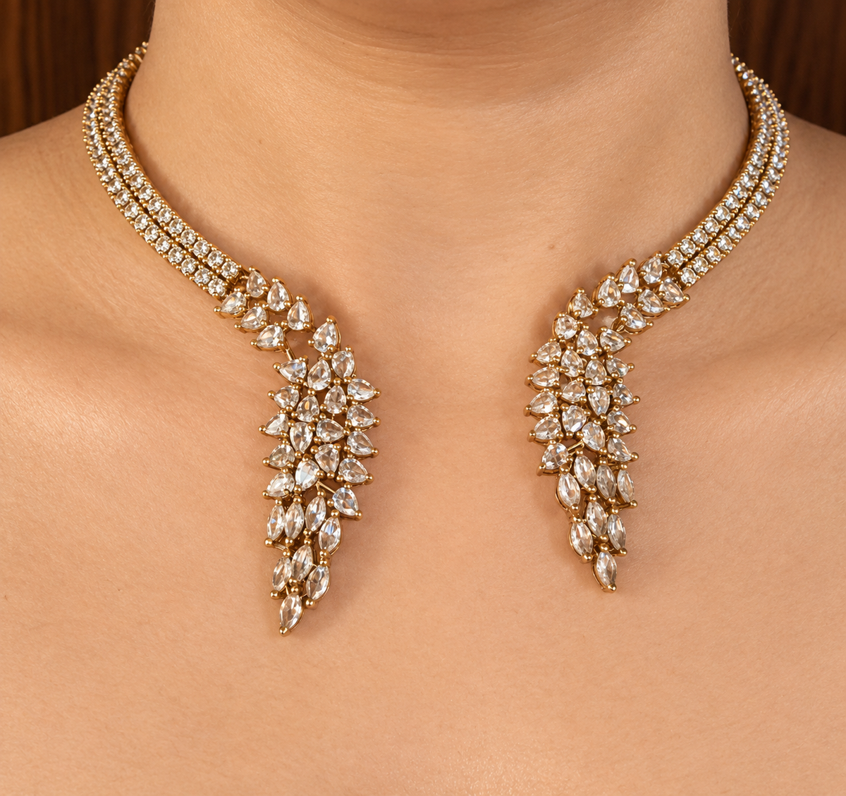 Ellara – Marquise Cascade Necklet with Earring Set