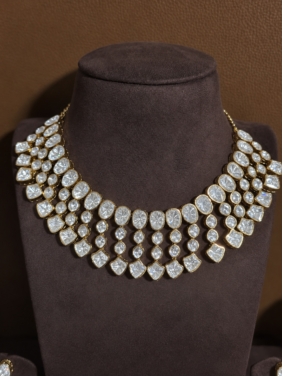 Aarohi – Geometric Statement Indo Western Moissanite Necklace Set.