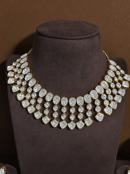 Aarohi – Geometric Statement Indo Western Moissanite Necklace Set.