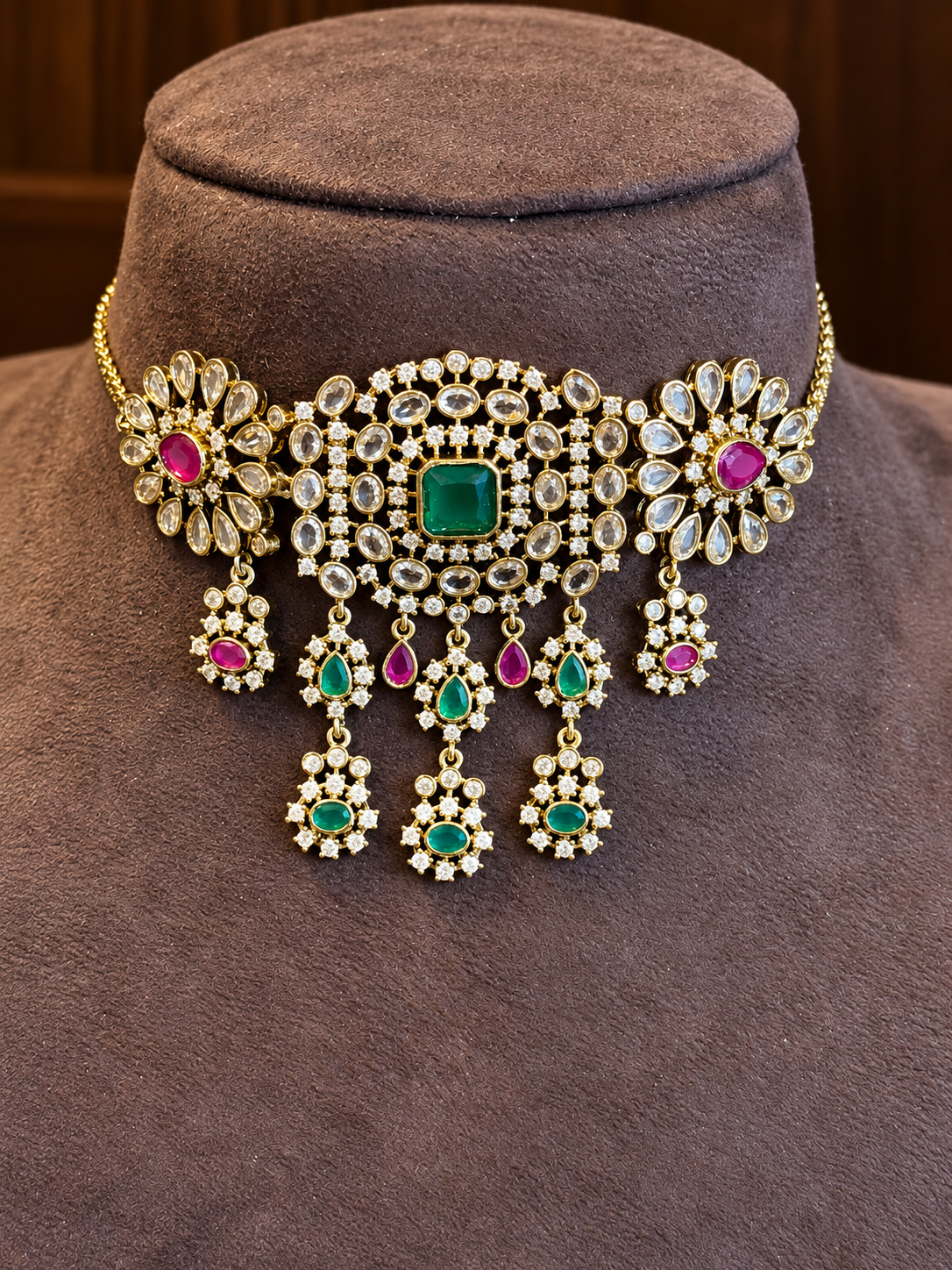 Tara - Victorian Moissanite Polki Choker Set