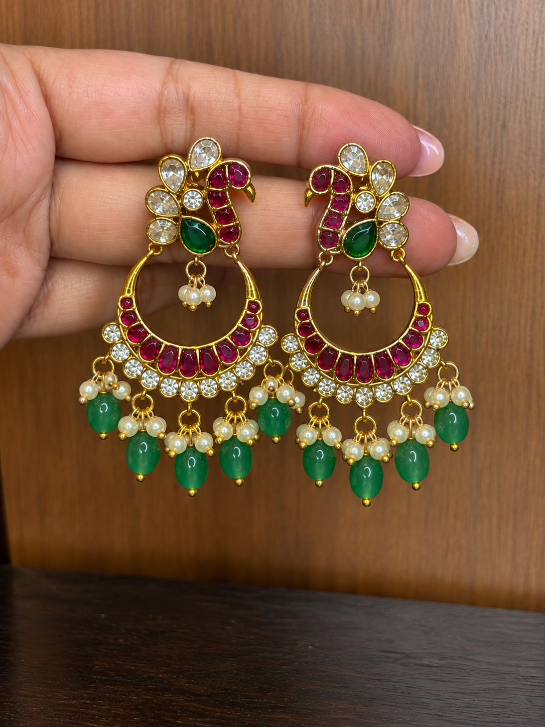 Barhini – Emerald Ruby Chandbali Earrings