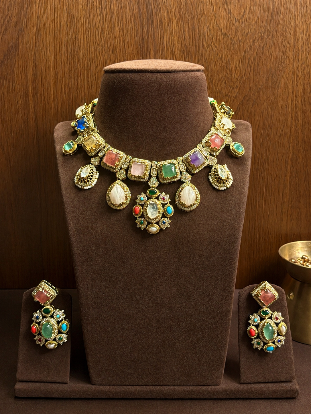 Navrangika Multicolour Cabochon Jewellery Set
