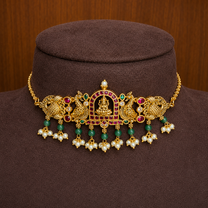 Mahalakshmi Kanti – Jadau Kundan Temple Choker Set.