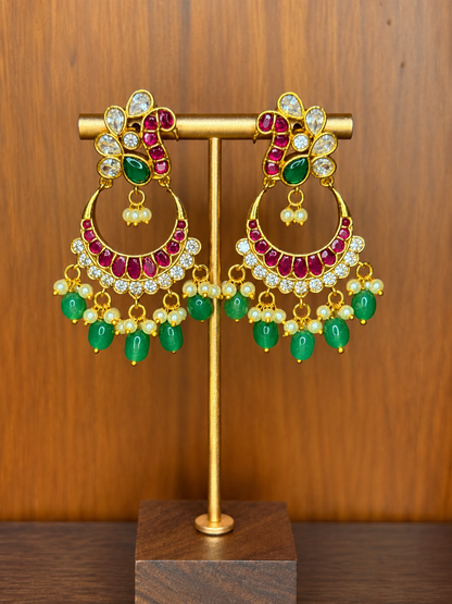 Barhini – Emerald Ruby Chandbali Earrings