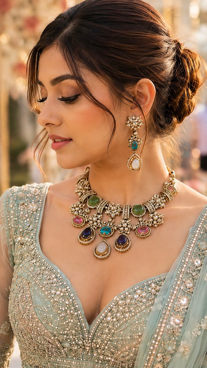 Rajvanshi – Pearl Cabochon Heritage Necklace Set
