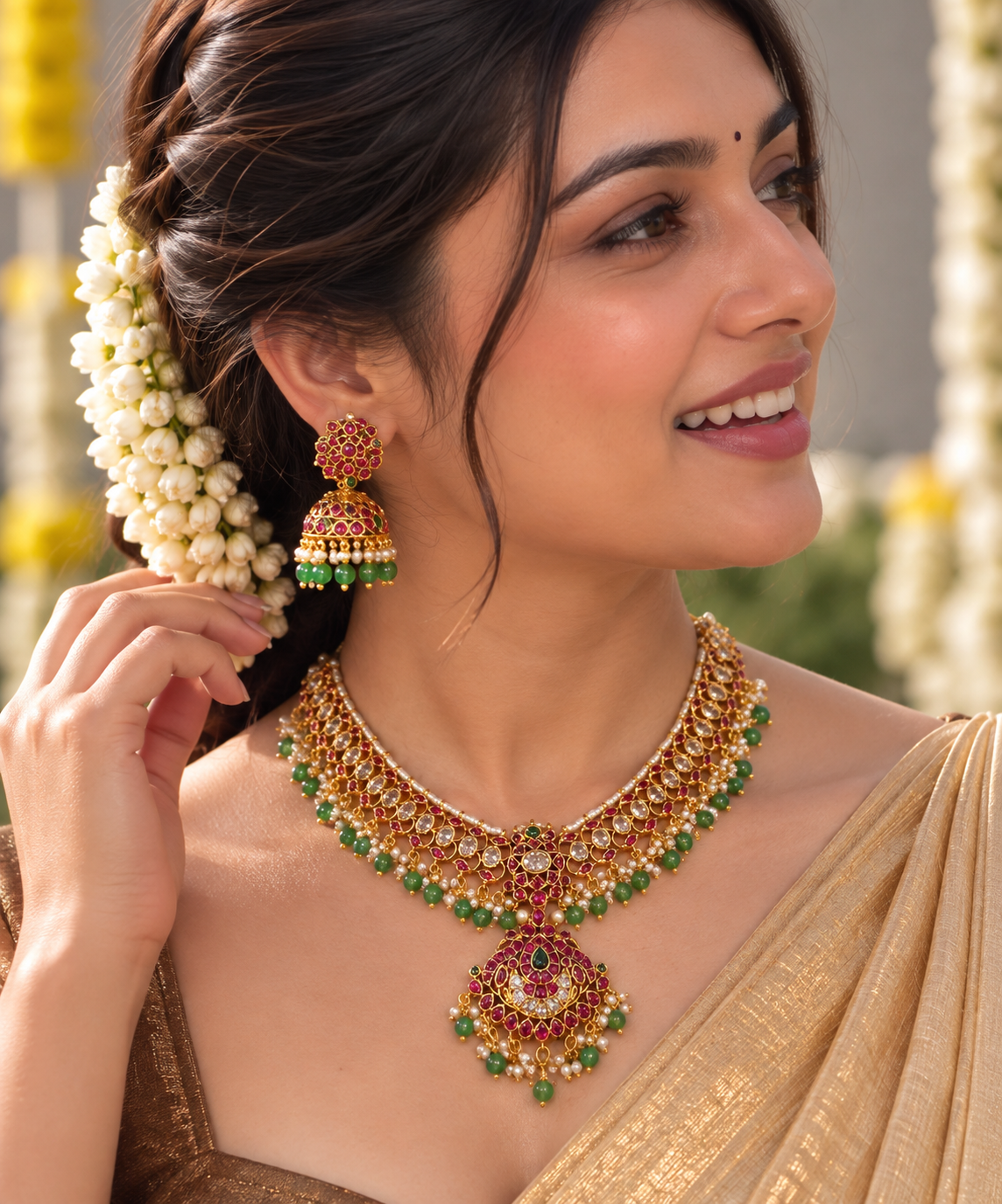 Tarangini Trimaya – Premium Kemp & Kundan Three-Way Convertible Choker