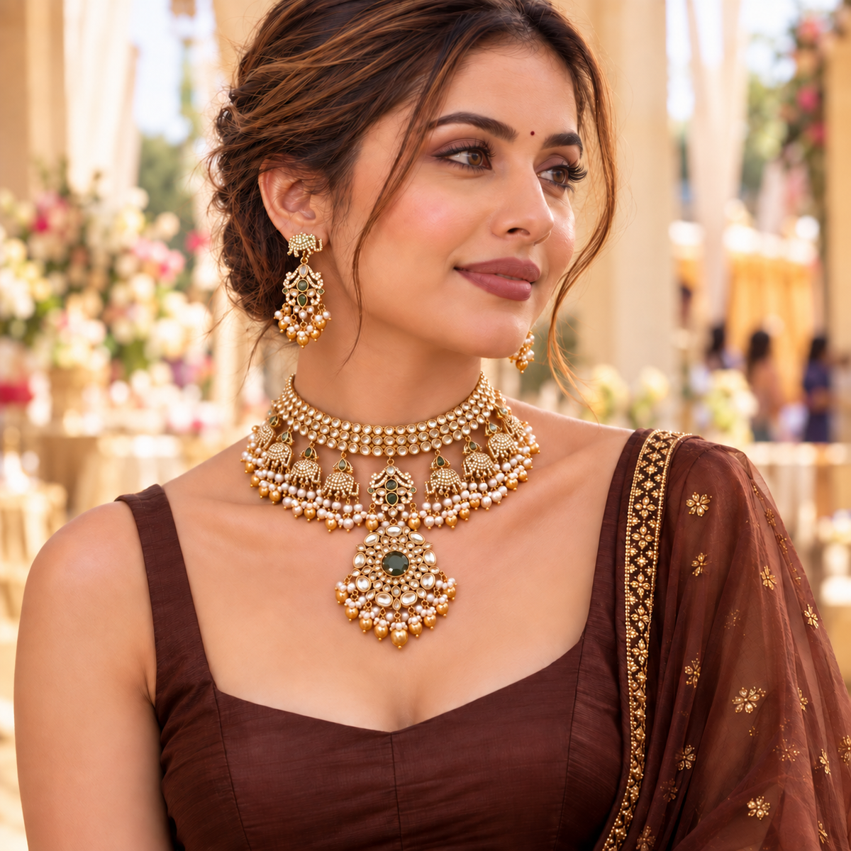 Karini – Victorian Real Polki Moissanite Necklace Set