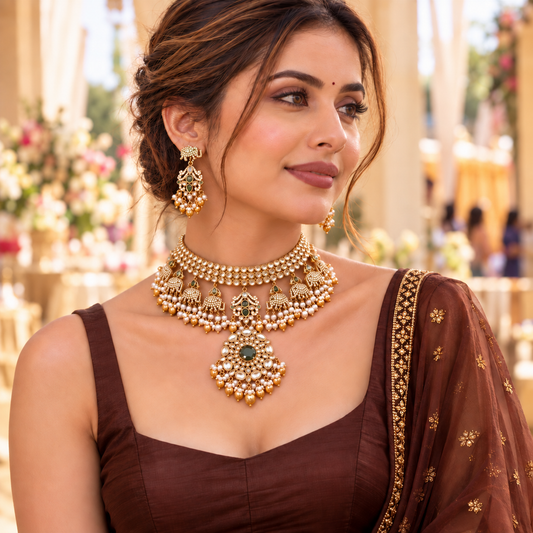 Karini – Victorian Real Polki Moissanite Necklace Set