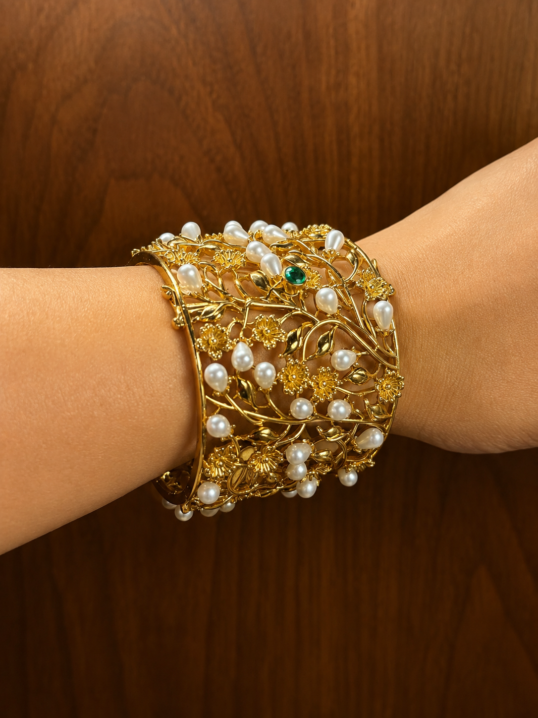 Mouktika Pearl Fringe Statement Cuff