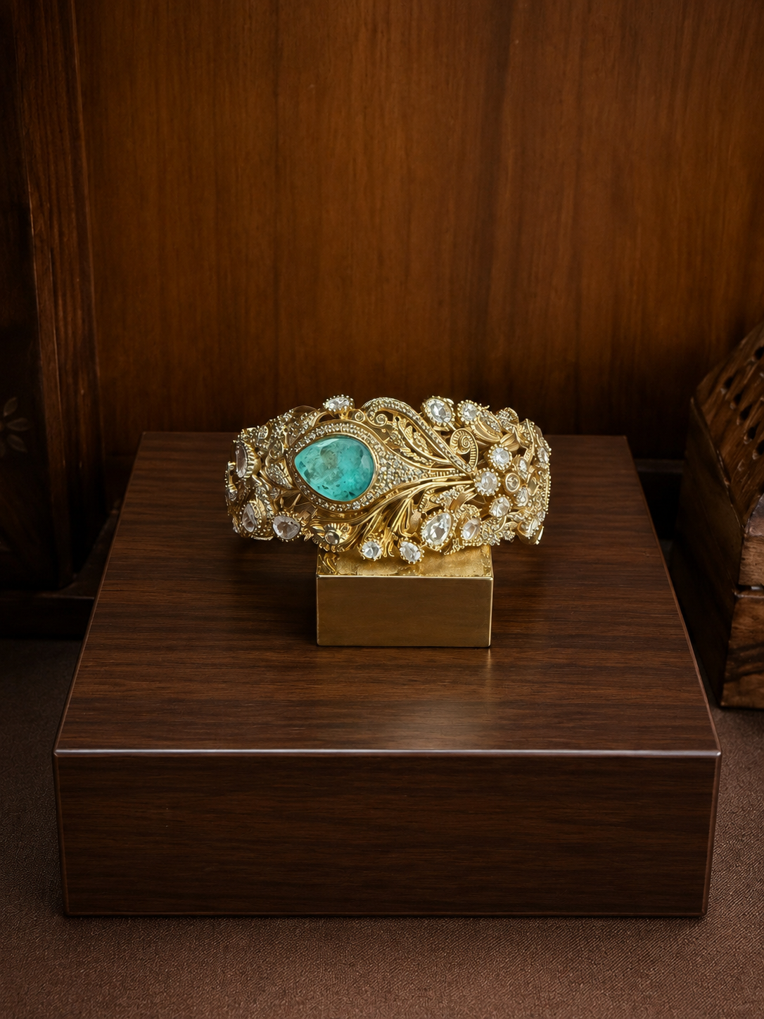 Mrunalika Emerald Kundan Crest Cuff