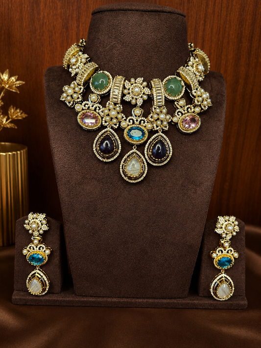Rajvanshi – Pearl Cabochon Heritage Necklace Set