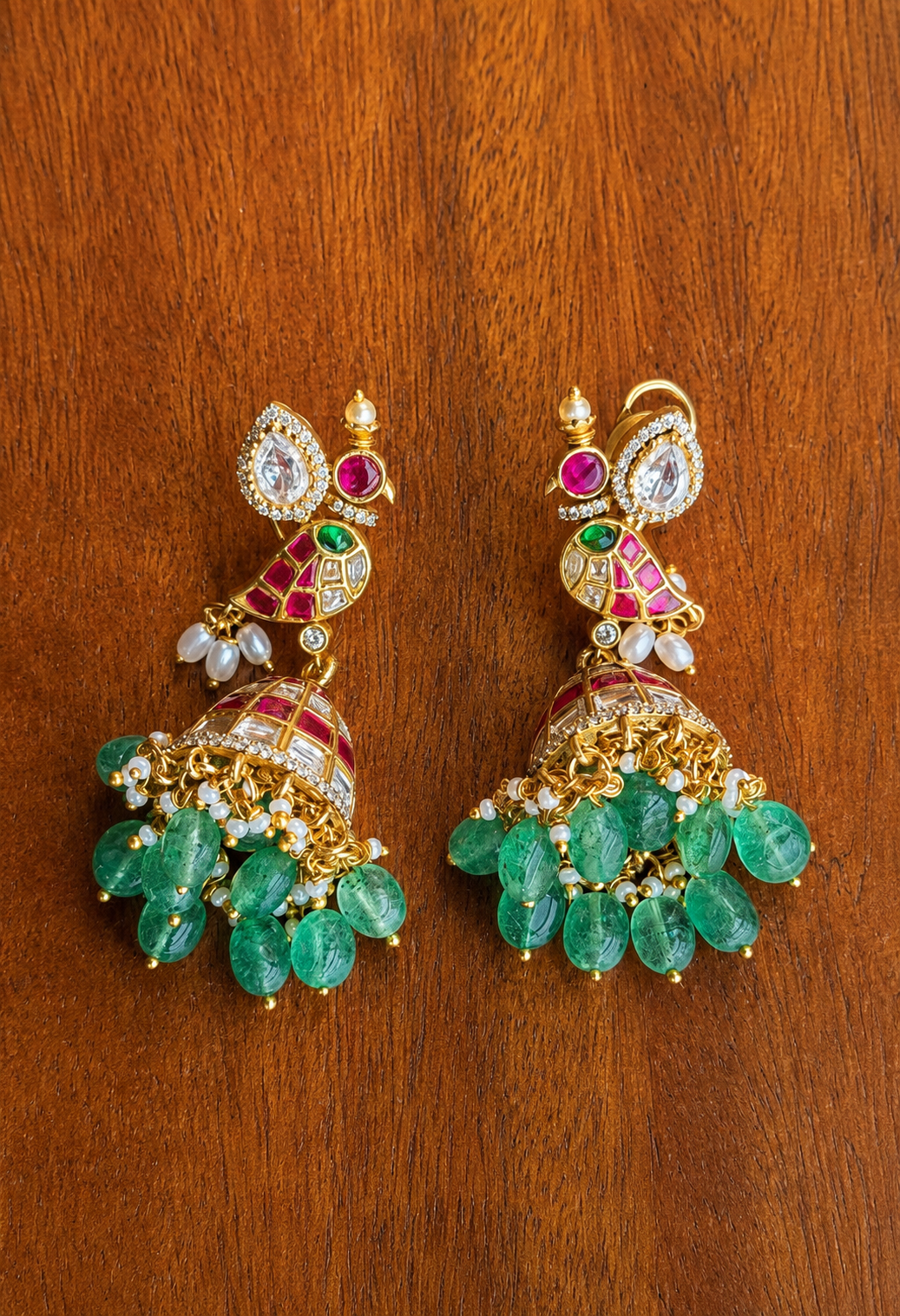 Kili Kundala - Jadau Kundan Parrot Jhumka