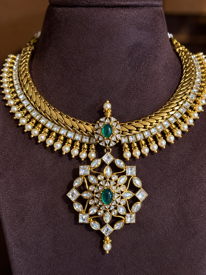 Srimati – Jalebi Moissanite Statement Necklace Set with Jhumkas