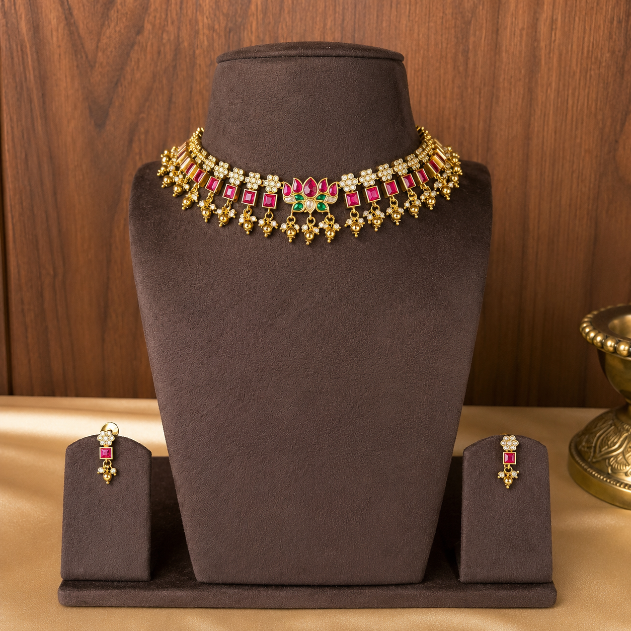 Kamalini Kanti – Lotus Motif Original Jadau Kundan Choker Set.