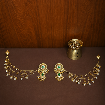 Gulnaar – Kashmiri Earrings with Ear Chain