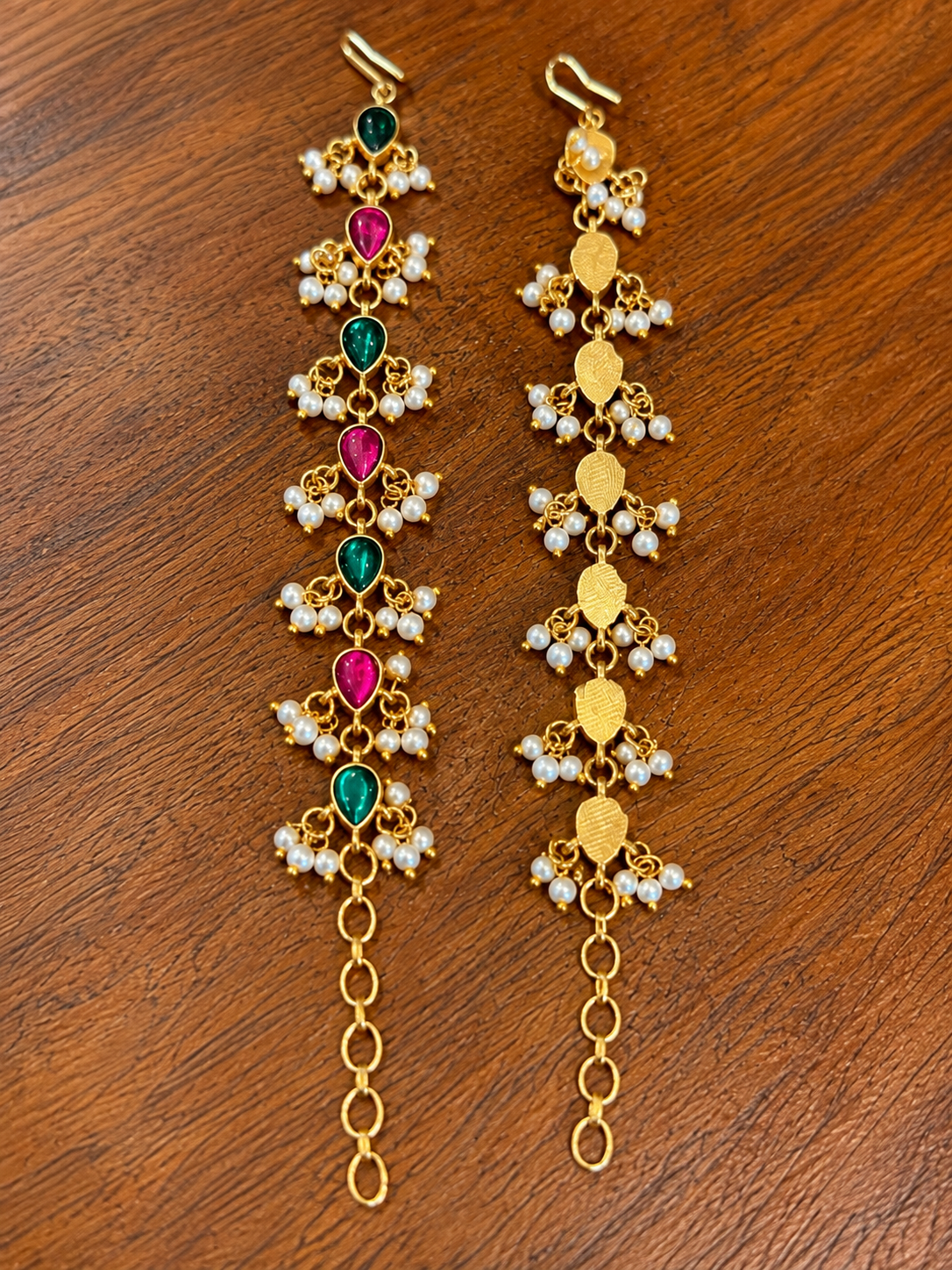 Hansika – Jadau Kundan Statement Studs with Detachable Ear Chain