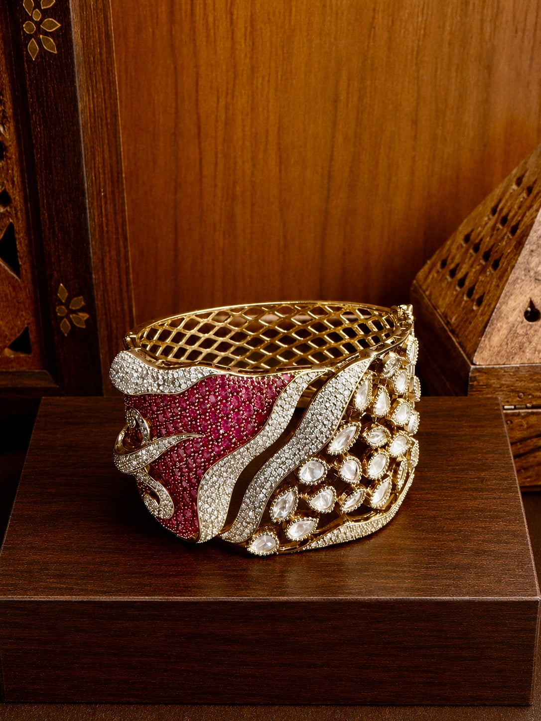 Ruhanika Ruby Kundan Statement Cuff
