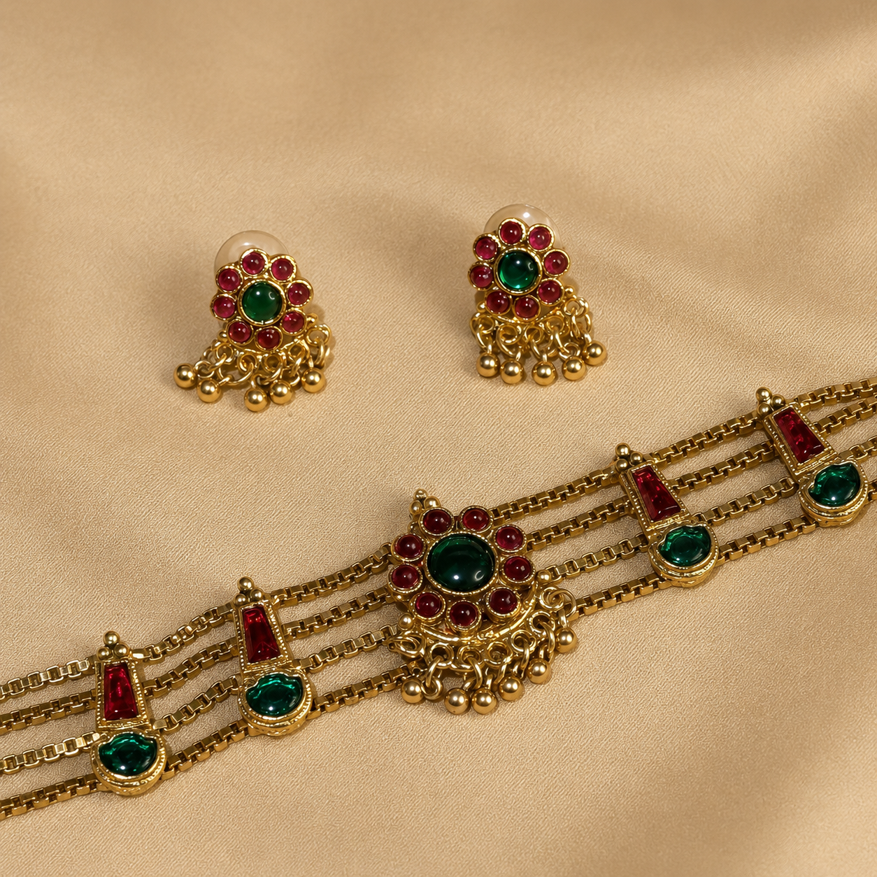 Rathna Kanti - Temple Kemp Choker Set.