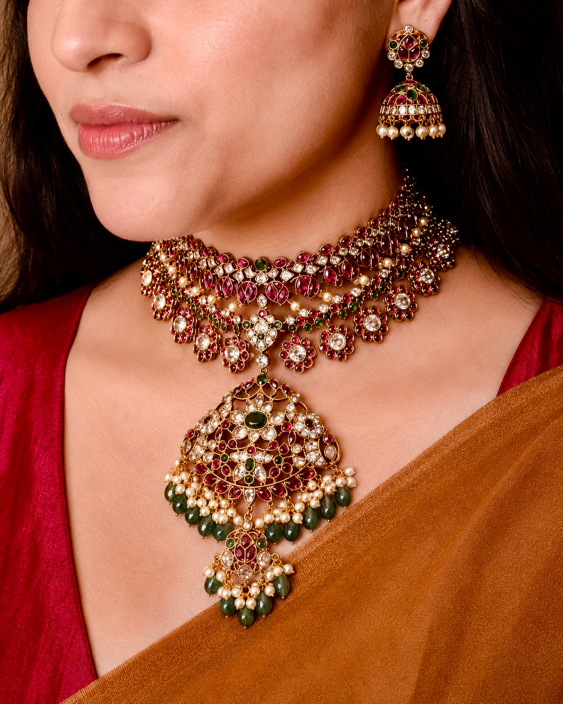 Mrunalini Dwimala – Convertible Original Jadau Kundan Two-Layer Necklace & Earring Set.