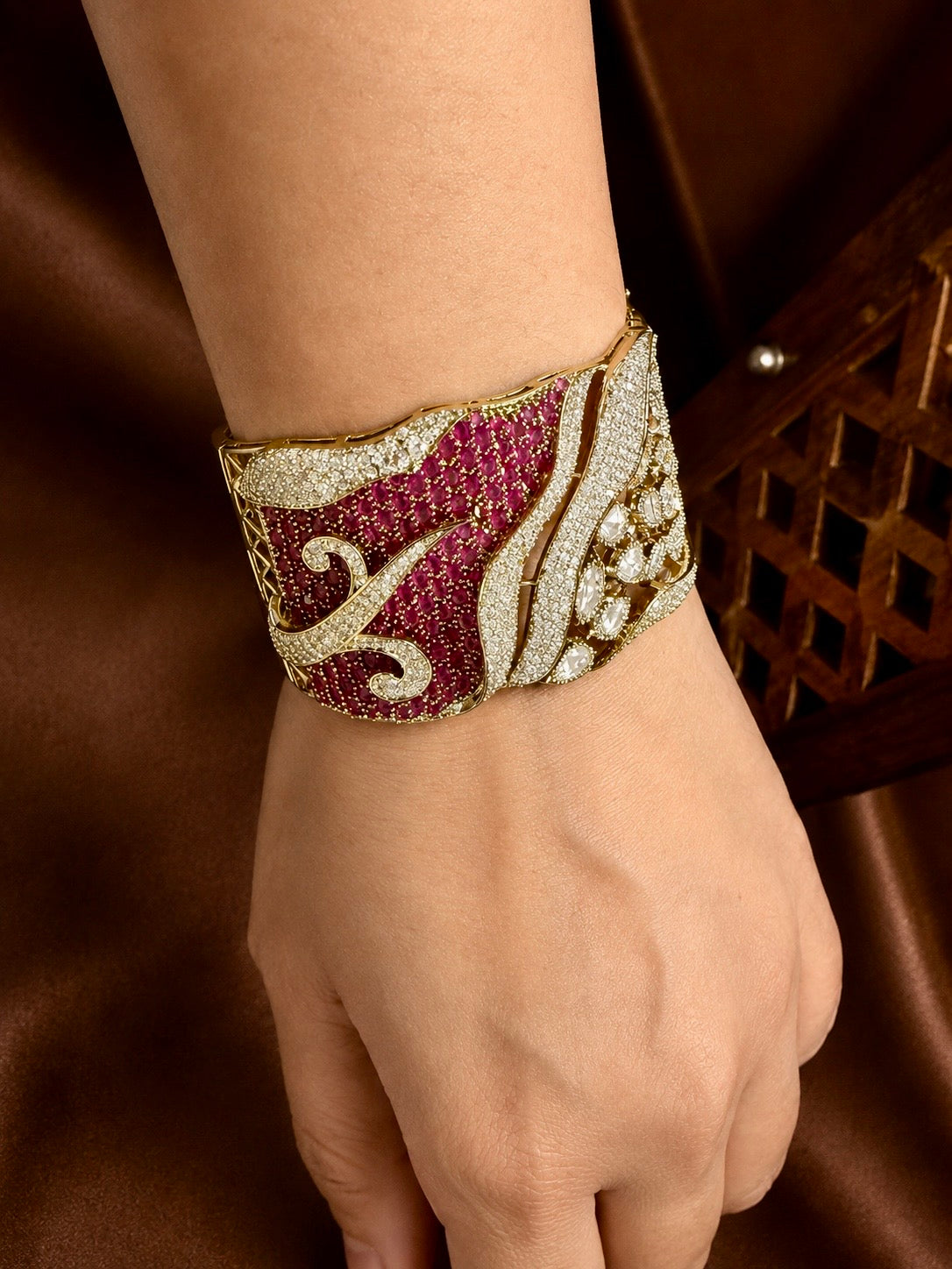Ruhanika Ruby Kundan Statement Cuff