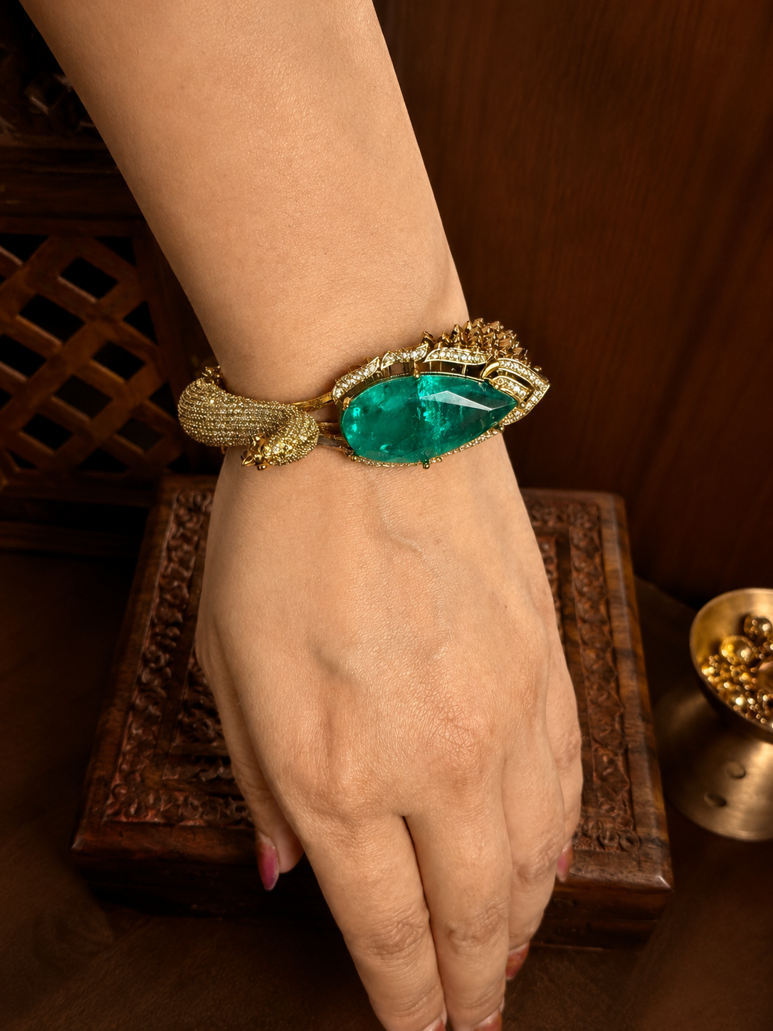 Imperial Mayurika Emerald Baguette Statement Cuff ✨