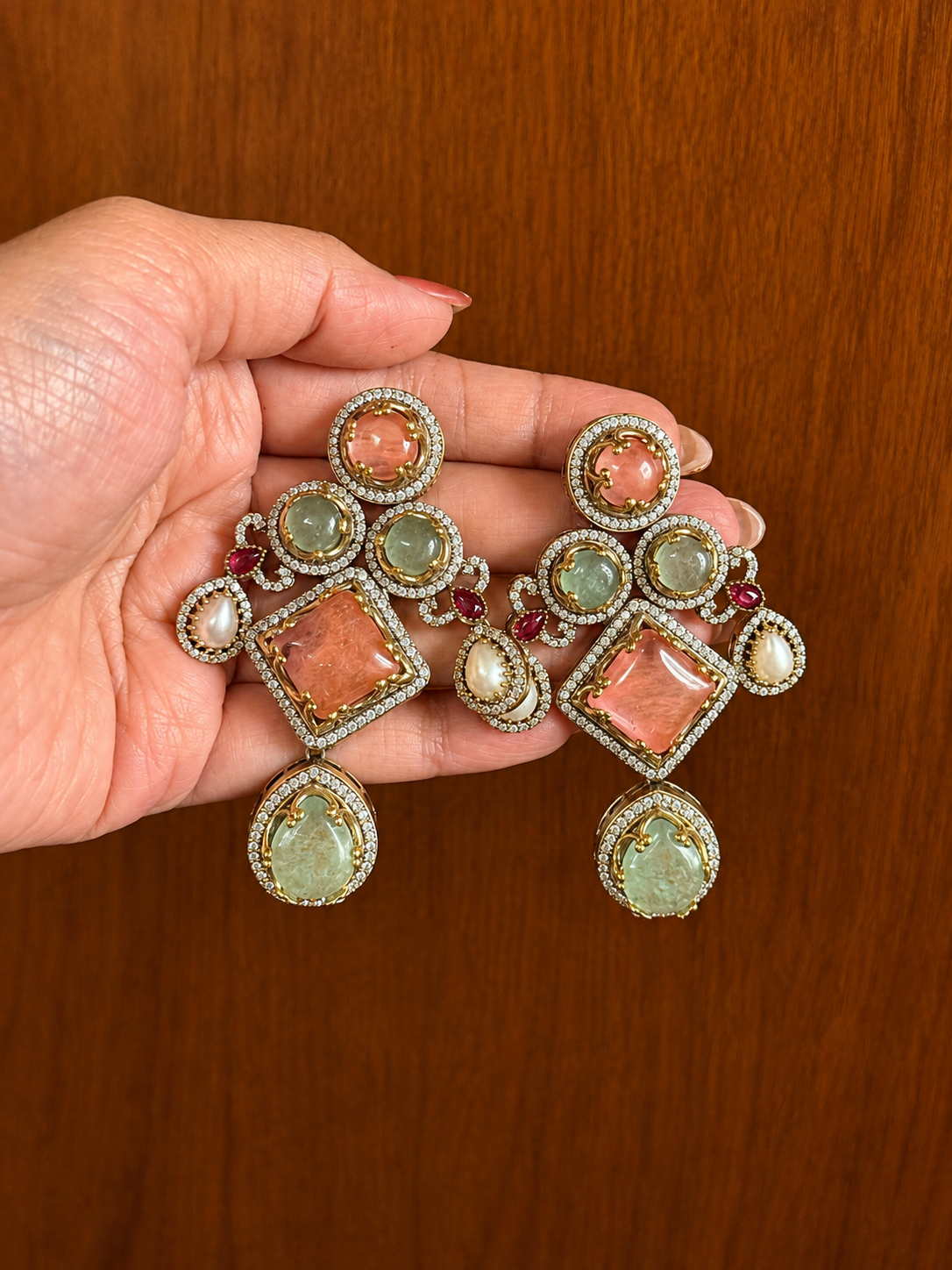 Kashmira Blush Emerald Earrings