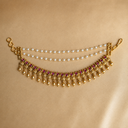 Kashika Maattil – Original Jadau Temple Ear Chain (Maattal)