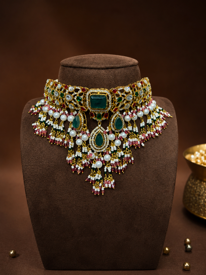 Mayukhi – Emerald Pearl Heritage Choker Set.