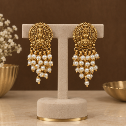 Shrimukta – Mahalakshmi Pearl Cluster Stud Earrings