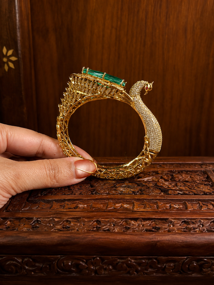 Imperial Mayurika Emerald Baguette Statement Cuff - Peacock cuff