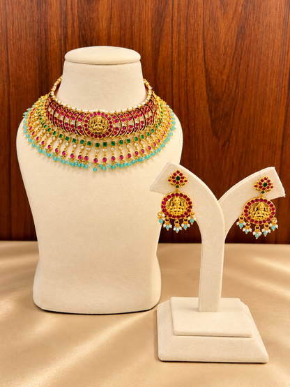 Lakshmi Vilasa Kantika – Premium Kemp & Kundan Choker Set
