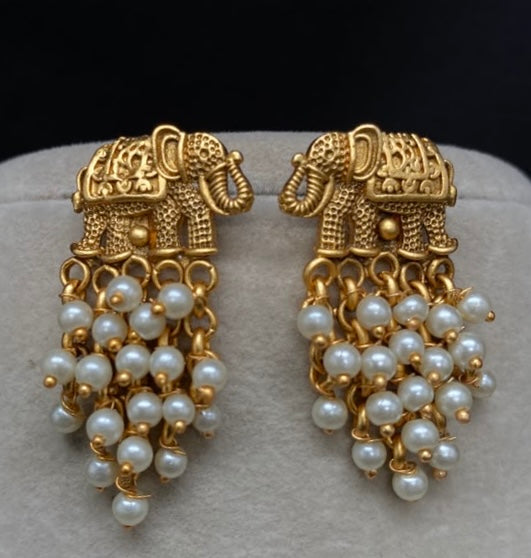Gajamukta – Elephant Pearl Cluster Stud Earrings