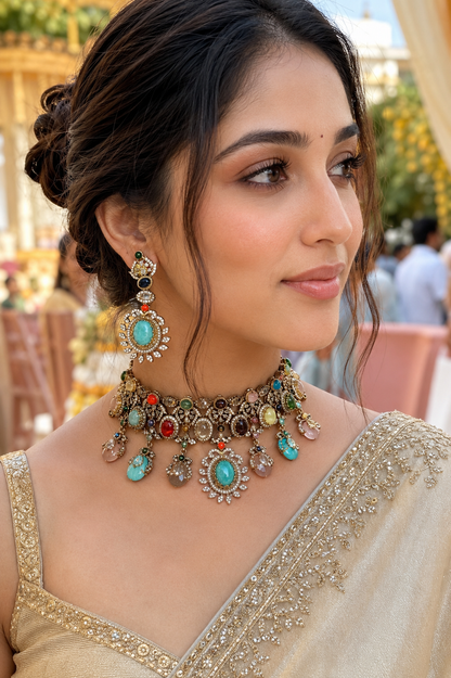 Rangika – Multicolour Heritage Choker Set.