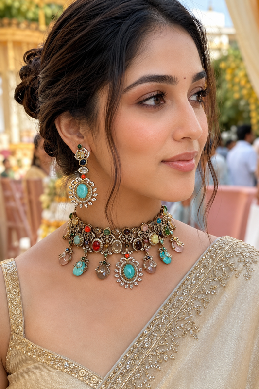 Rangika – Multicolour Heritage Choker Set.