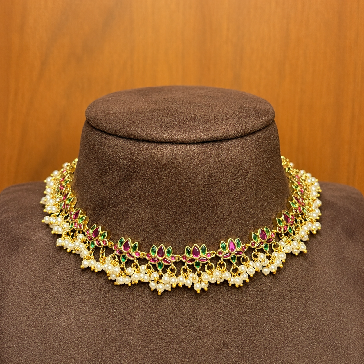 Kamal Tarang - Lotus Pearl Original Jadau Kundan Necklace Set.