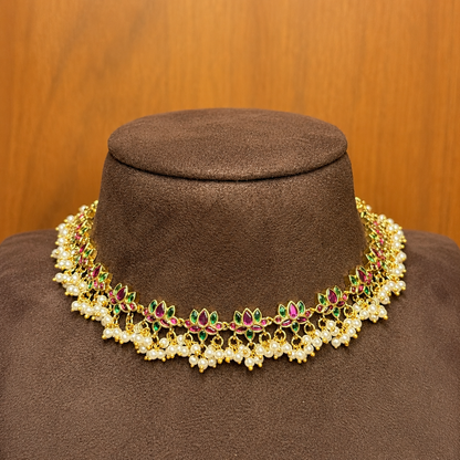 Kamal Tarang - Lotus Pearl Original Jadau Kundan Necklace Set.