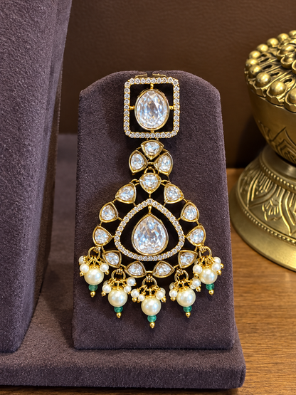 Vasundhara Statement Guluband – Mughal Style Moissanite Polki Pearl Bead Necklace Set
