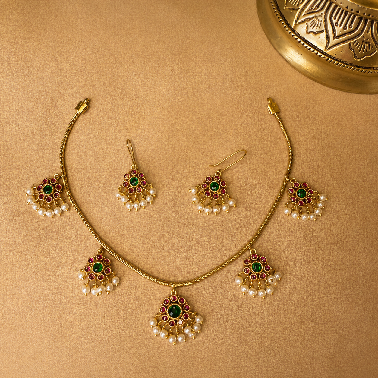 Pancha Manjari – Antique Temple Necklace Set.