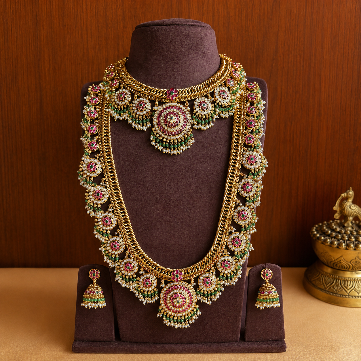 Rajamandala Bottu Mala – Original Jadau Kundan Necklace Set.