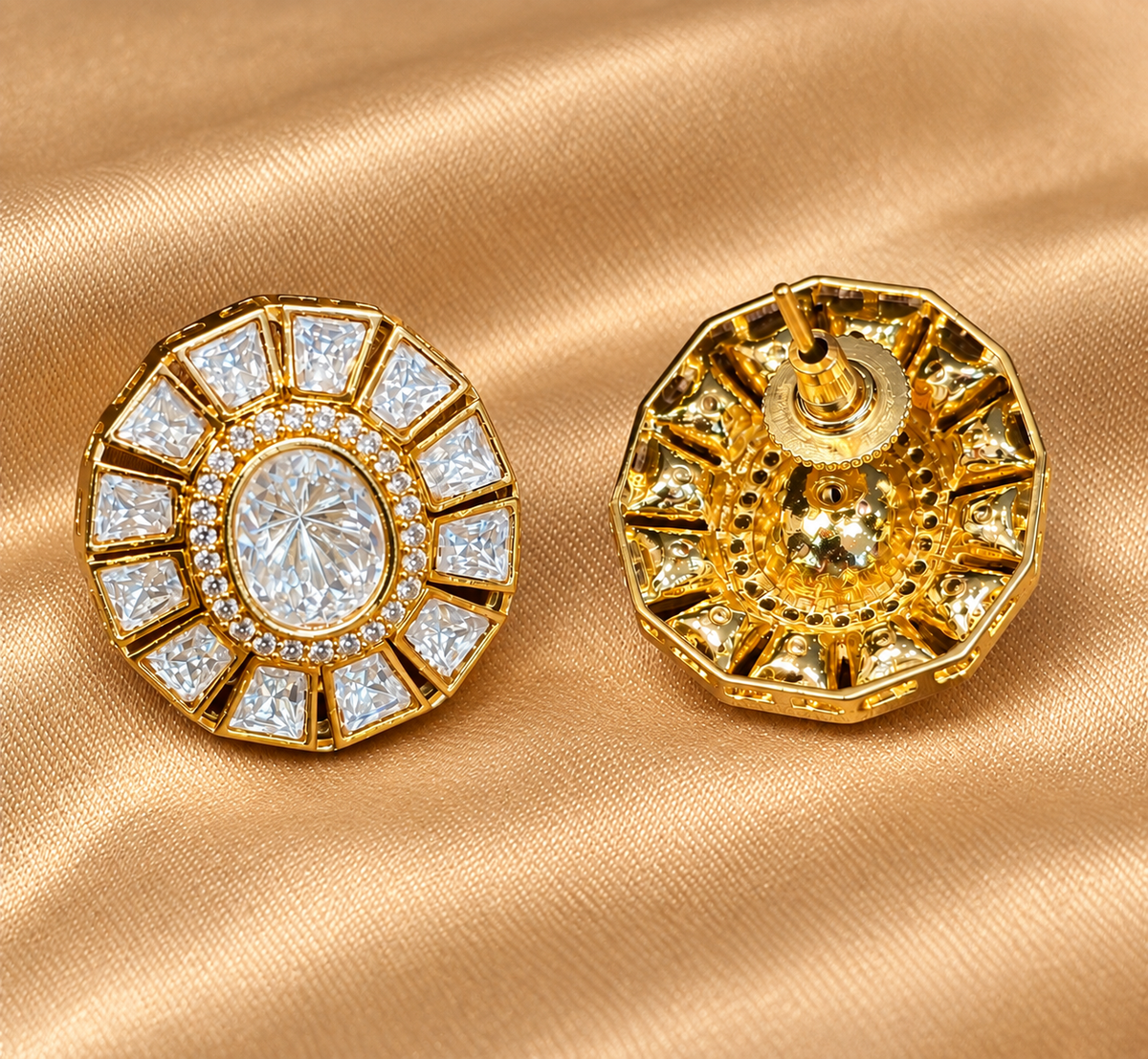 Tejaswi - Real Moissanite Polki Statement Studs